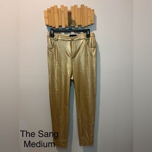 The Sang Metallic Gold Skinny Pants - Medium